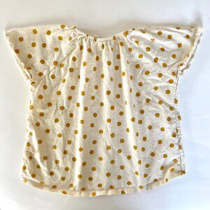 ZARA Flutter Sleeve Top | Polka Dot | Cream & Mustard | 2–3Y | GUC